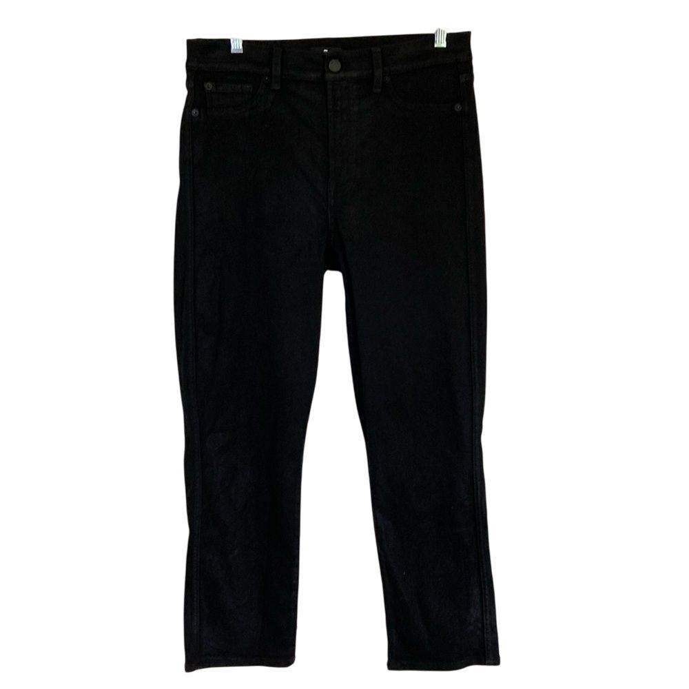 7 for all Mankind Womens Black‎ Ankle Wax Jean Size 29 High Rise Straight